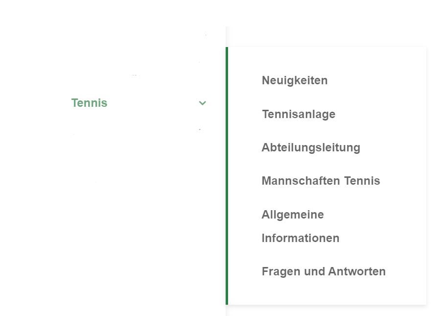 Tennis Struktur Webseite